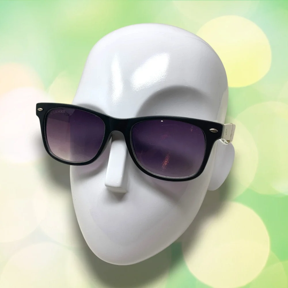 NEW Carolina Lemke Square Frame Classic Sunglasses Black/White Gray CL1002 NWT